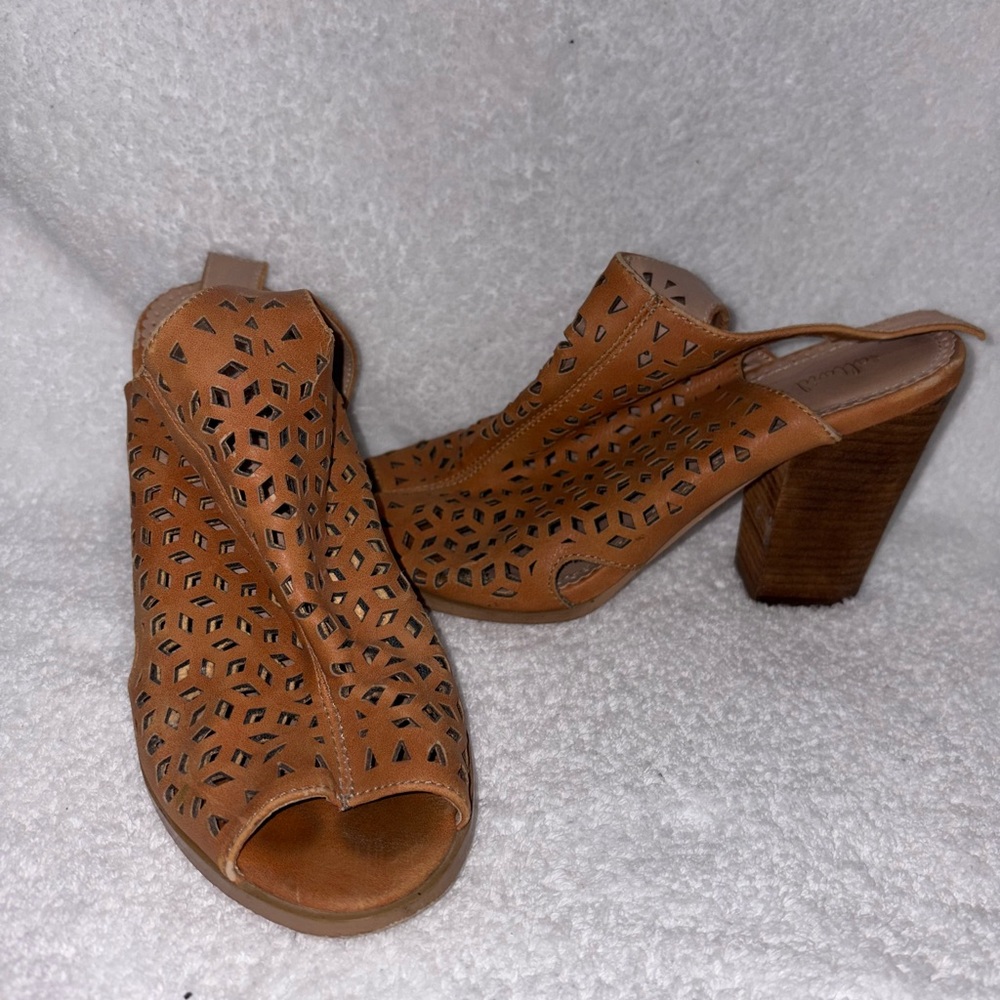 Altar'd State Tan Cutout Heeled Sandals